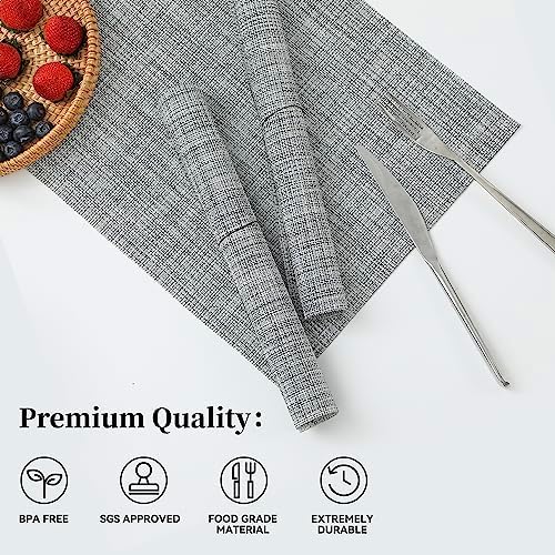 Leetaltree Linen Grey Placemats Set of 8 - Heat Resistant Non-Slip Place mats for Dining Table, Washable Durable PVC Vinyl Woven Table Mats（Linen Grey, 8） - Image 2
