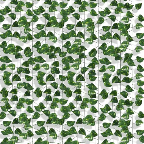 24 Pack Artificial Ivy Garland, 168 Ft Fake Vines Hanging Plants for Room Decor, 72 Leaves Aesthetic Faux Greenery Garland Pothos Leaf with Strengthened Joint Prevent Leaves Falling Off for Wall Decor by Unknown