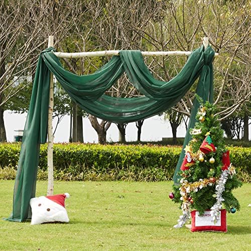 NICETOWN Sante Green Decorative Window Scarfs for Christmans, Voile Sheer Curtains Flexible Valances Bed Canopy for Thanksgiving Day, Set of 2, W60 x L216 - Image 2