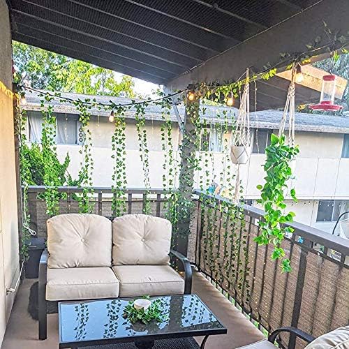 BohoSM Artificial Fake Hanging Vine Plants Ivy Leaves Garland Greeny Chain Wall Home Room Garden Wedding Garland Outside Decoration-2pcs - Image 7