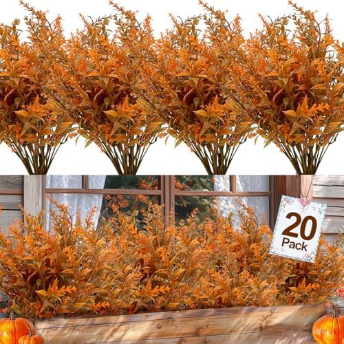 TURNMEON 20 Bundles Artificial Fall Flowers for Outdoors Fall Decorations by TURNMEON