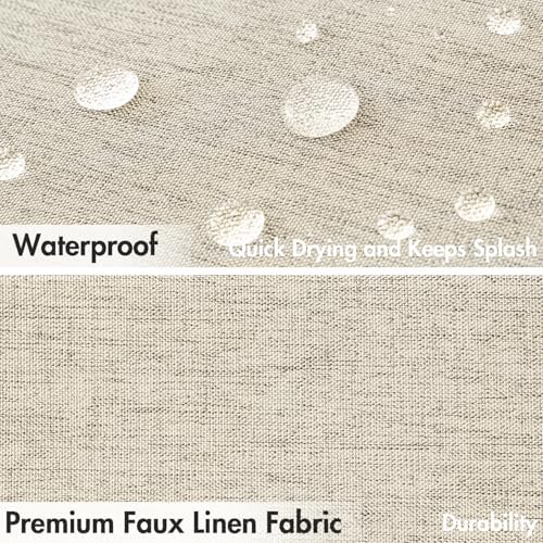 MIULEE Natural Scalloped Linen Shower Curtain 72x72 Inches - Image 4