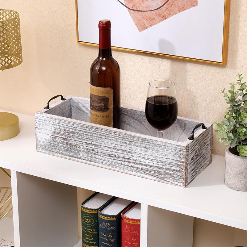 Bathroom Decor Box with Metal Handles, 15.7" x 6" x 3.9"-White - Image 4