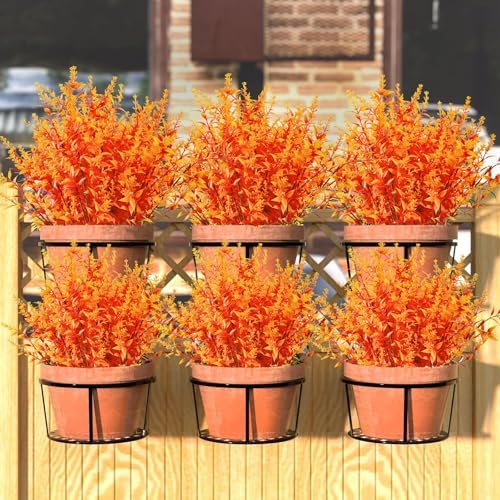 20 Bundles Artificial Fall Flowers for Outdoors,UV Resistant Fake Lavender Flowers Outdoor Faux Plastic Plants Flower for Indoor Outdoor Home Decoration(Gold Yellow) - Image 6