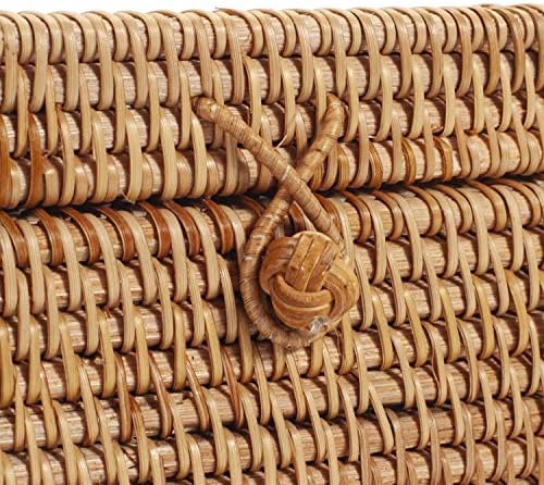 Rattan Square Tissue Box Cover, 5.7" x 5.7" x 5", Decorative Woven Facial Tissue Holder with Hinged Top Lid, Natural Color - Image 5