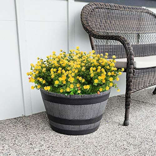 8 Bundles Artificial Flowers, Fake Artificial Greenery UV Resistant No Fade Faux Plastic Plants for Wedding Bridle Bouquet Indoor Outdoor Home Garden Kitchen Office Table Vase (Yellow) - Image 3