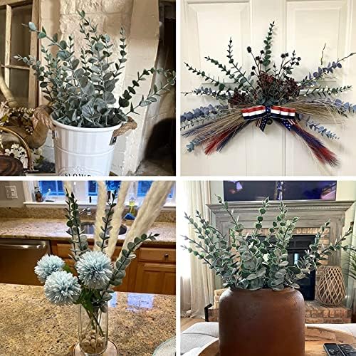 Eucalyptus Stems 12 PCS Artificial Leaves Home Office House Table Decor Wedding Bouquet Ceremony Party Flower Decoration Vase Forever Live Never Fade - Image 5