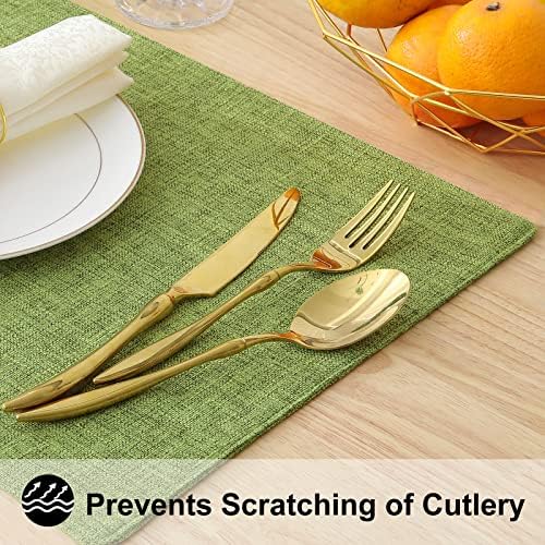 homing Faux Cotton Linen Placemats Set of 6, Cloth Dining Table Mats - Image 5