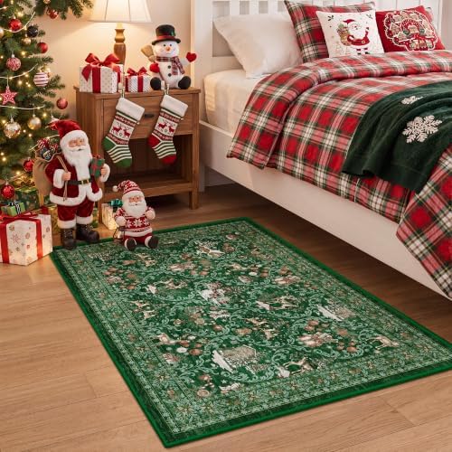 Christmas Area Rug 2x3, Washable Rugs for Entrance (2'x3', Green) - Image 4