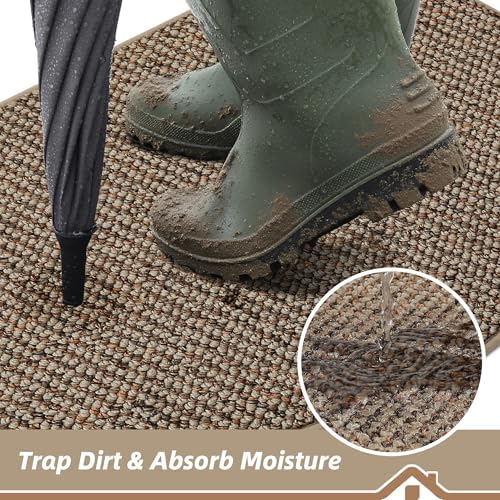 BEQHAUSE Dirt Trapper Door Mat Indoor 2 PCS Half Circle, 17x30 in, Taupe - Image 5