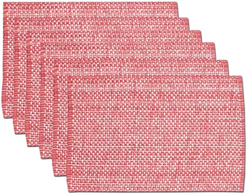 Sweet Home Collection 100% Cotton Placemats for Dining Room Rectangle Two Tone Woven Fabric 13" x 19" Soft Durable Table Mat Set, Set of 6, Pink by SweetHomeCollection