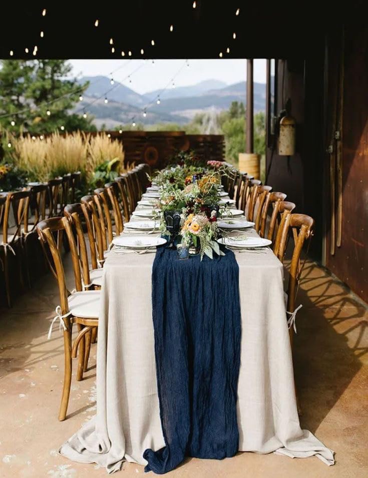 12Pack Navy Blue Cheesecloth Table Runner 20x120inch Gauze Table Runner - Image 2