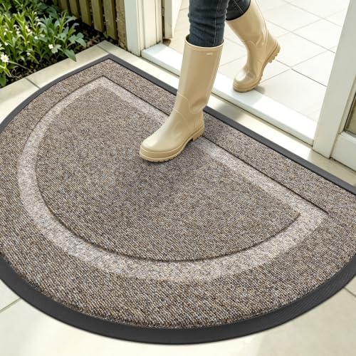 OLANLY Half Circle Front Door Mat Outside 35x23 All-Season Rubber Doormat by OLANLY