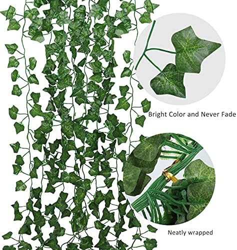 RECUTMS Fake Vines 24 Pack 173 FT Artificial Ivy Leaves Wall Decor Leaf Plants Greenery Garland Hanging Plant Vine Fake Leaf Vines for Room Garden Office Wedding Wall Decor - Image 3