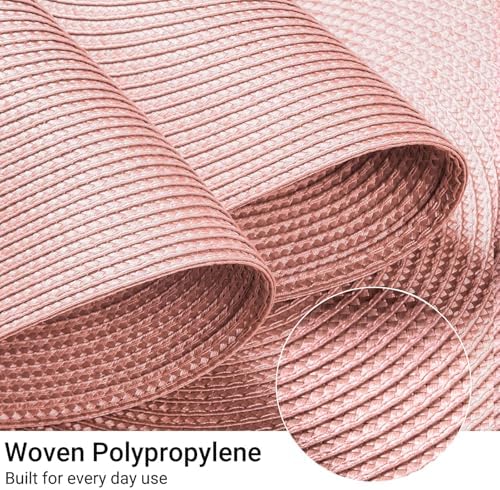 FunWheat Round Braided Placemats Set of 4 Table Mats for Dining Tables Woven Washable Non-Slip Place mats 15inch (Pink, 4pcs) - Image 4