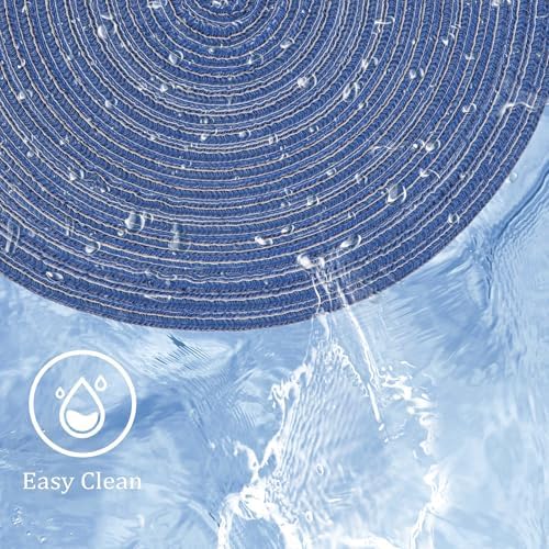 MIAOMIAO Round Placemats Set of 6 Braided Dining Table Kitchen Decor Mets - Image 5