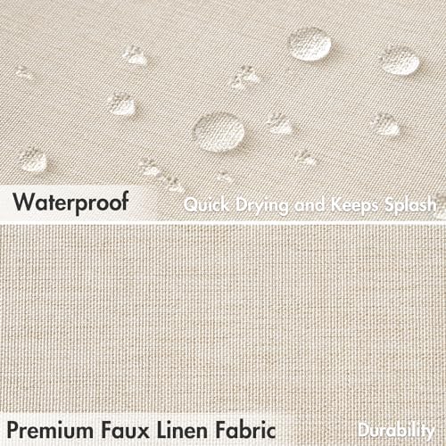 MIULEE 72"x84" Extra Long Scalloped Linen Shower Curtain Cream Beige - Image 4