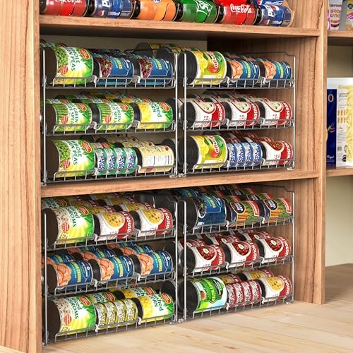 Simple Houseware Stackable Can Rack, Silver, Adjustable Plastic Dividers, Holds 36 Cans - Image 2