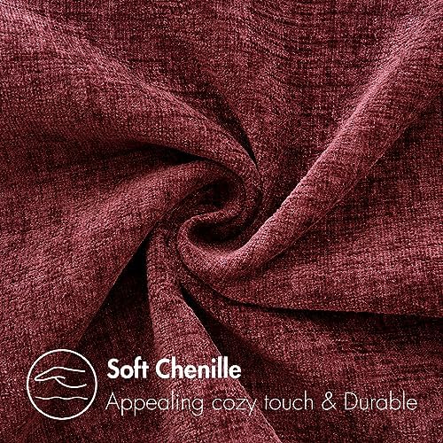 MIULEE Soft Chenille Throw Pillow Covers Burgundy 20x20 Inch Pack of 2 - Image 2