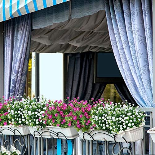 10PCS Artificial Flowers, Fake Artificial Greenery UV Resistant No Fade Faux Plastic Plants for Wedding Bridle Bouquet Indoor Outdoor Home Garden Kitchen Office Table Vase(White) - Image 4