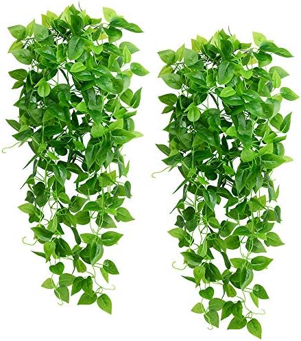 BohoSM Artificial Fake Hanging Vine Plants Ivy Leaves Garland Greeny Chain Wall Home Room Garden Wedding Garland Outside Decoration-2pcs by BohoSM