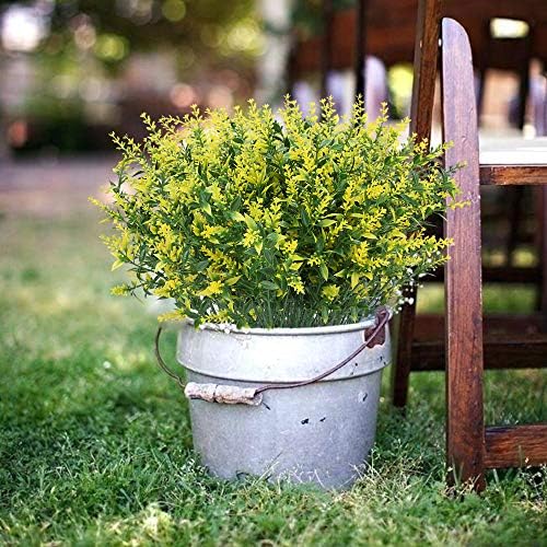 8 Bundles Outdoor Artificial Lavender Fake Flowers UV Resistant Shrubs, Faux Plastic Greenery for Indoor Outside Hanging Plants Garden Porch Window Box Home Wedding Farmhouse Decor (Yellow) - Image 4