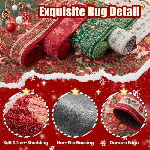 Christmas Runner Rug 2x6, Washable Rugs for Bedroom (2'x6', Red) - Image 7