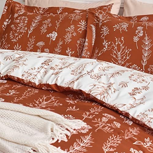 Bedsure Floral Comforter Set Cute Bedding Set Full Reversible Terracotta - Image 3