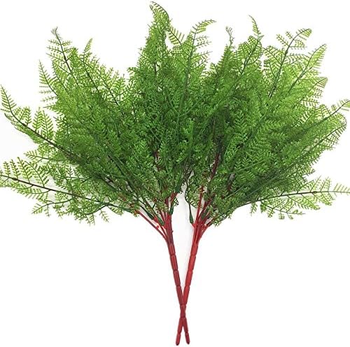CATTREE Artificial Shrubs Bushes, Plastic Fern Leaves Persian Grass Fake Plants Wedding Indoor Outdoor Home Garden Verandah Kitchen Office Table Centerpieces Arrangements Christmas Decoration 2 pcs by CATTREE