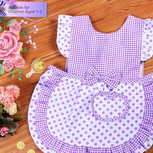 Love Potato Kids Aprons for Girls - Cute Gingham Apron with Pocket - Toddler Girl's Apron for Ages 1-3 Years - Image 2