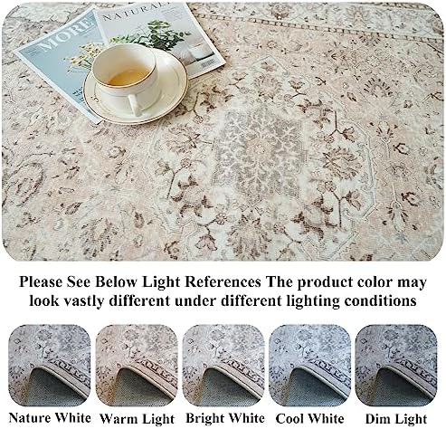 Hallway Washable Runner Rug - 2'6x14 Kitchen Rugs Entryway Rug Runner Vintage Soft Floor Mat Non Slip Indoor Farmhouse Carpet for Bathroom Living Room Bedroom (2'6''x14', Beige) - Image 3
