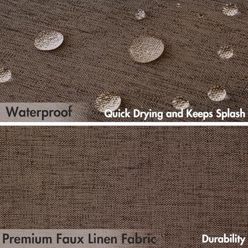 MIULEE 72"x84" Extra Long Scalloped Linen Shower Curtain Brown - Image 4