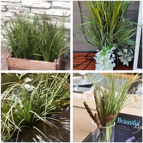 Artificial Shrubs Bushes Fake Plastic Tall Wheat Grass 16 Bundles, Faux Greenery Plants for Indoor Outdoor Décor Home Garden Verandah Kitchen Office Wedding Christmas DIY Decoration Green Leaves 16p - Image 6