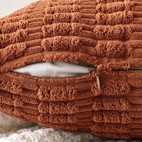 MIULEE Fall Decorative Throw Pillow Covers 12x12 Dark Rust Pack of 2 - Image 5
