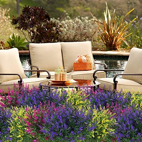 16 Bundles Outdoor Artificial Lavender Fake UV Resistant No Fade Flowers Shrubs, Faux Plastic Greenery for Hanging Plants Garden Porch Window Box Home Wedding Decor (Purple) - Image 6