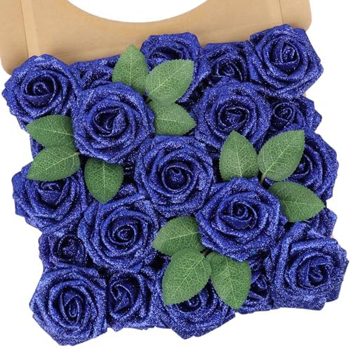 Artificial Roses Flowers Real Touch Fake Flower with Stem Decorations,25Pcs by NTNIETING