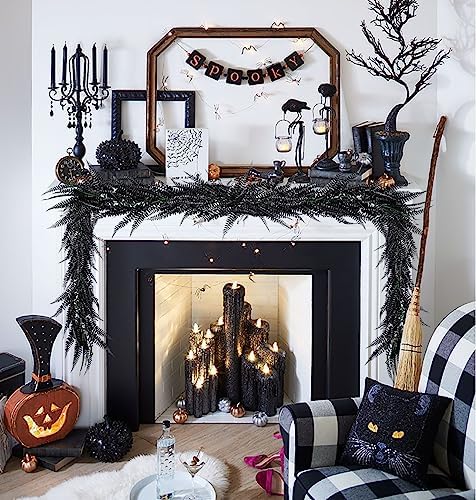RECUTMS 2Pcs 5.8Ft Black Artificial Boston Fern Garland Fake Hanging Vines - Image 2