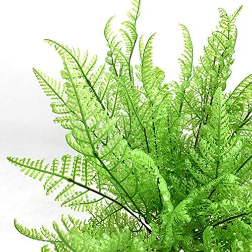 Artificial Plants, Plastic Grass Fern Shrubs Leaves Fake Bushes Outdoor Indoor Greenery Home Garden Décor Verandah Planting Filler Table Centerpieces Arrangements DIY Decoration 4 Pack - Image 4