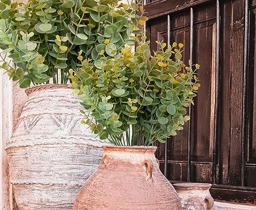 5Pcs Artificial Eucalyptus Stems，Artificial Greenery Fake Dust Frosted Eucalyptus Branches Leaves，Fake Plants for Decoration(Dusty Orange-13.8 in) - Image 6