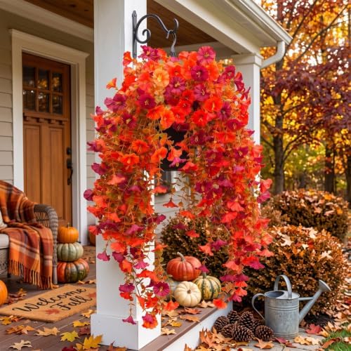 FULLMUSIC Autumn Artificial Flowers for Outdoor (Brown red) - Image 4
