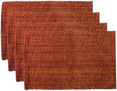 Sweet Home Collection 100% Cotton Placemats for Dining Room Rectangle Two Tone Woven Fabric 13" x 19" Soft Durable Table Mat Set, Set of 4, Rust by SweetHomeCollection