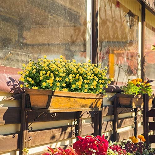 10PCS Artificial Flowers, Fake Artificial Greenery UV Resistant No Fade Faux Plastic Plants for Wedding Bridle Bouquet Indoor Outdoor Home Garden Kitchen Office Table Vase(Yellow) - Image 6
