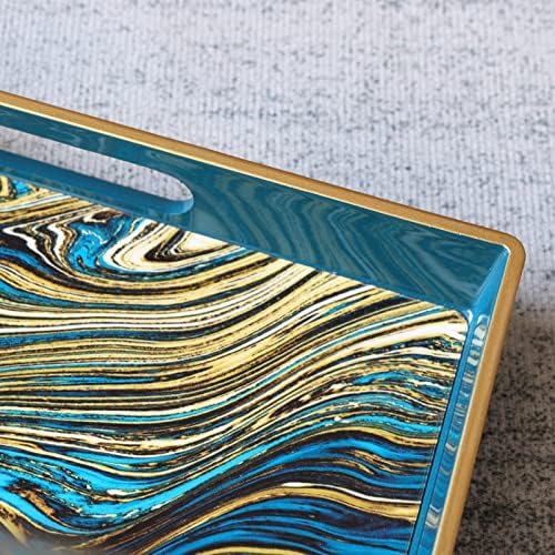 Spsyrine Serving Tray, Marble Decorative Tray Plastic Rectangular Coffee Table Tray for Living Room, Storage, Kitchen, Ottoman, Bathroom Decor. 15.6” X 10.2" LJRE - Image 5