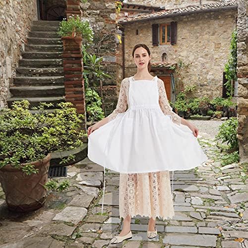 White Maid Half Apron for Women with Pocket, Vintage Ruffled Apron - Image 4
