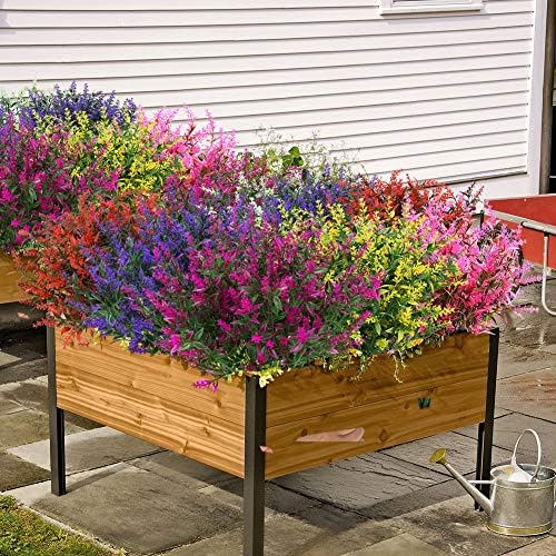 16 Bundles Outdoor Artificial Lavender Fake UV Resistant No Fade Flowers Shrubs, Faux Plastic Greenery for Hanging Plants Garden Porch Window Box Home Wedding Decor (Yellow) - Image 6
