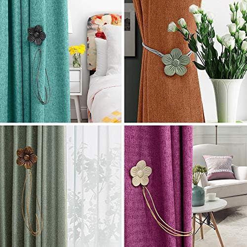 Lewondr Magnetic Curtain Tiebacks, Flower Vintage Curtain Holdbacks, Ink - Image 6