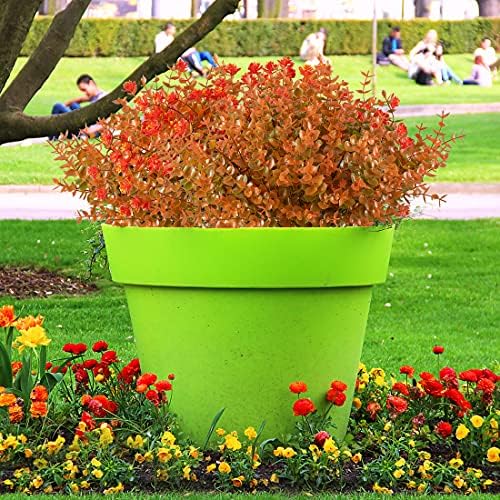 24PCS Artificial Eucalyptus Plants,Fake Boxwood Shrubs UV Resistant No Fade Faux Plastic Greenery for Wedding Bridal Bouquet Indoor Outdoor Home Garden Kitchen Office Table Vase(Fall) - Image 6