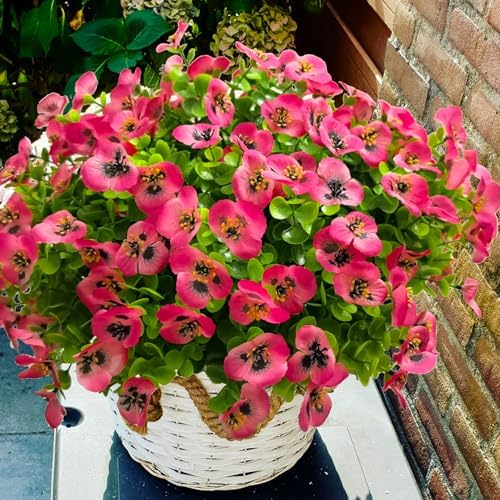 Artificial Flowers for Outdoors Fake Plants, 12pcs Fake Flowers Artificial Plants Outdoor UV Resistant,Silk Faux Flowers Shrubs Greenery Plants for Porch Garden Patio Window Box Decor - Image 5