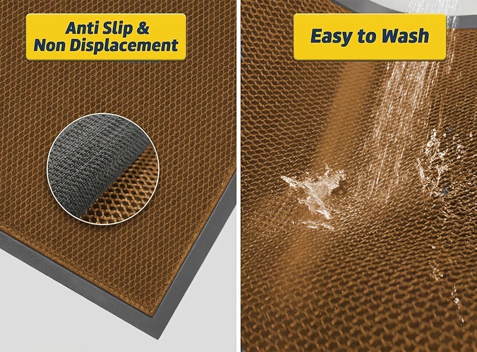 Muddy Mat® Meshy Mat Door Mat Heavy-Duty Quick-Dry Floor Mat, Sand & Dirt Trapper for Indoor & Outdoor, Ideal for Entrance, Mudrooms,Patios & Garages,Low-Profile,Non-Slip,Washable– Orange 23"x35"x0.4" - Image 5