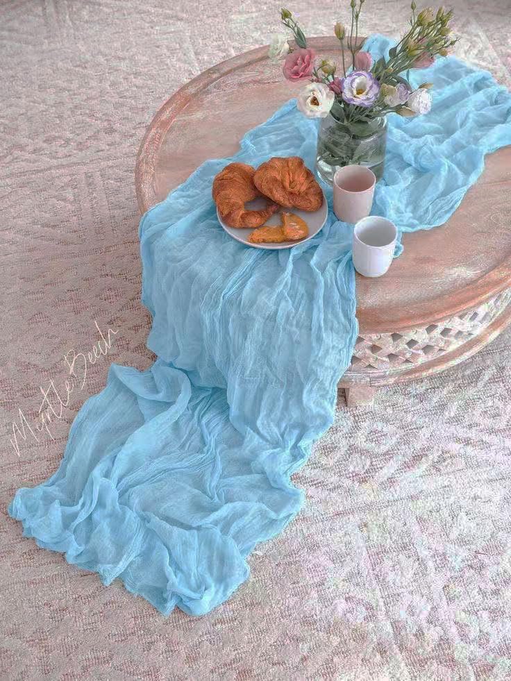 12Pack Baby Blue Cheesecloth Table Runner 20 x 120 inch Gauze Table Runner - Image 3